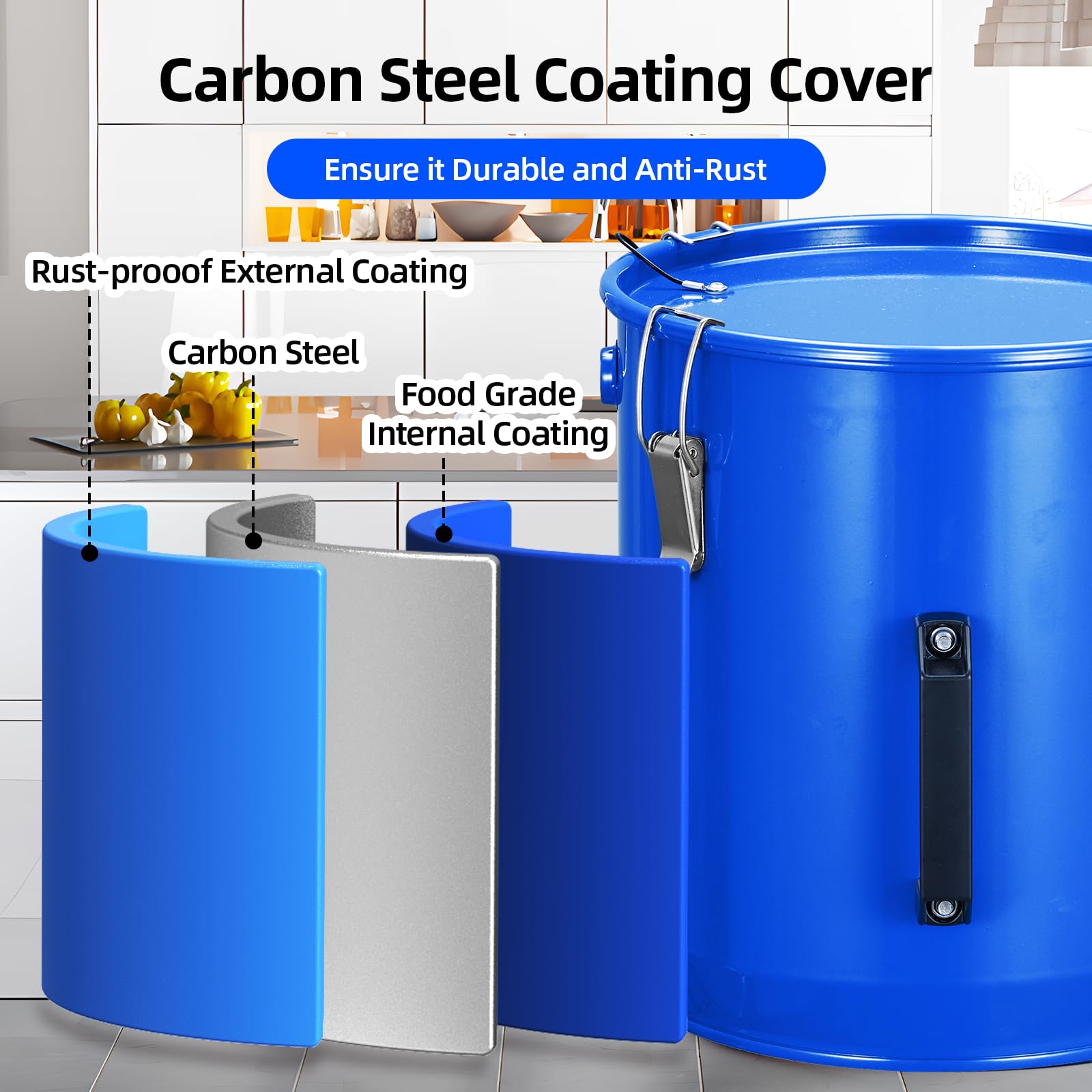 Fryer Grease Bucket, Oil Disposal Caddy, Steel Fryer Oil Transport Container with Rust-proof Coating, Grease Can with Lid & Lock Clips & Filter Bag For Cooking Oil Filtering