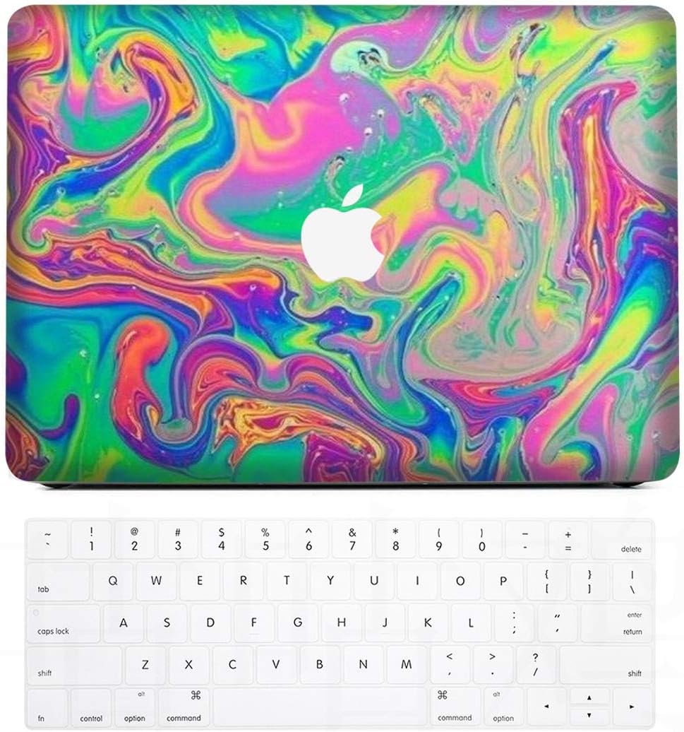 FOTN Laptop Cases for Newest MacBook Air 13 Inch,Shockproof Ventilate Plastic Protective Shell Cover Case with Free Keyboard Skin Compatible MacBook Air 13" A1932-Flash 07