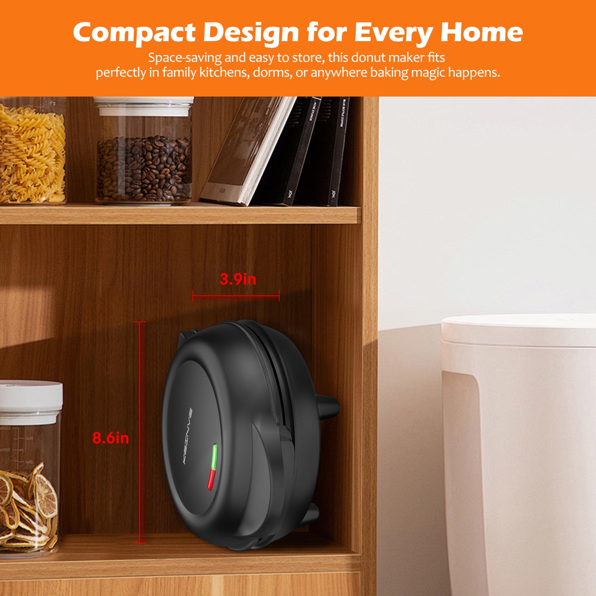 Mini Donut Waffle Cake Maker, 7 Slots Home Baking Machine, Great for Breakfast, Snacks, Desserts and More