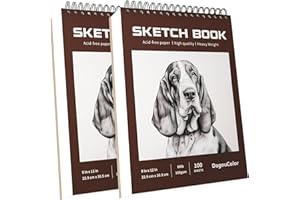 DagouColor Lot de 2 carnets de croquis, 100 feuilles (200 pages) chacune, 100 g/m² sans acide, papier à dessin artistique, 22