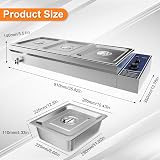 TAIMIKO Electric Bain Marie Food Warmer 1500W 3x 1/2GN Wet Well Catering view 4