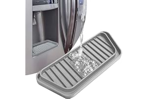 KindGa Refrigerator Drip Catcher Tray,Protector Ice and Water Dispenser Pan,Fridge Spills Water Pad Catch Basin for Drainage (Rectangular,Grey)