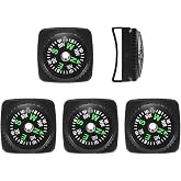 TIXIPEM 20mm Slip-On Wrist Compass [5PCS] - Hard Shell Liquid Filled Button Compass Survival Paracord Bracelet for Hiking - [Black] Outdoor Accessory
