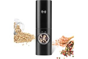 Gulex Electric Pepper Grinder or Salt Mill, Battery Powered Automatic Pepper Mill, Ceramic Grinder with Adjustable Coarseness