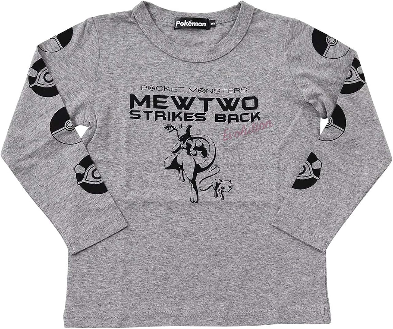 Amazon ポケモン 長袖 Tシャツ ロンt ミュウツーの逆襲 Evolution 柄 19pm2n051 130cm グレー Tシャツ カットソー 通販
