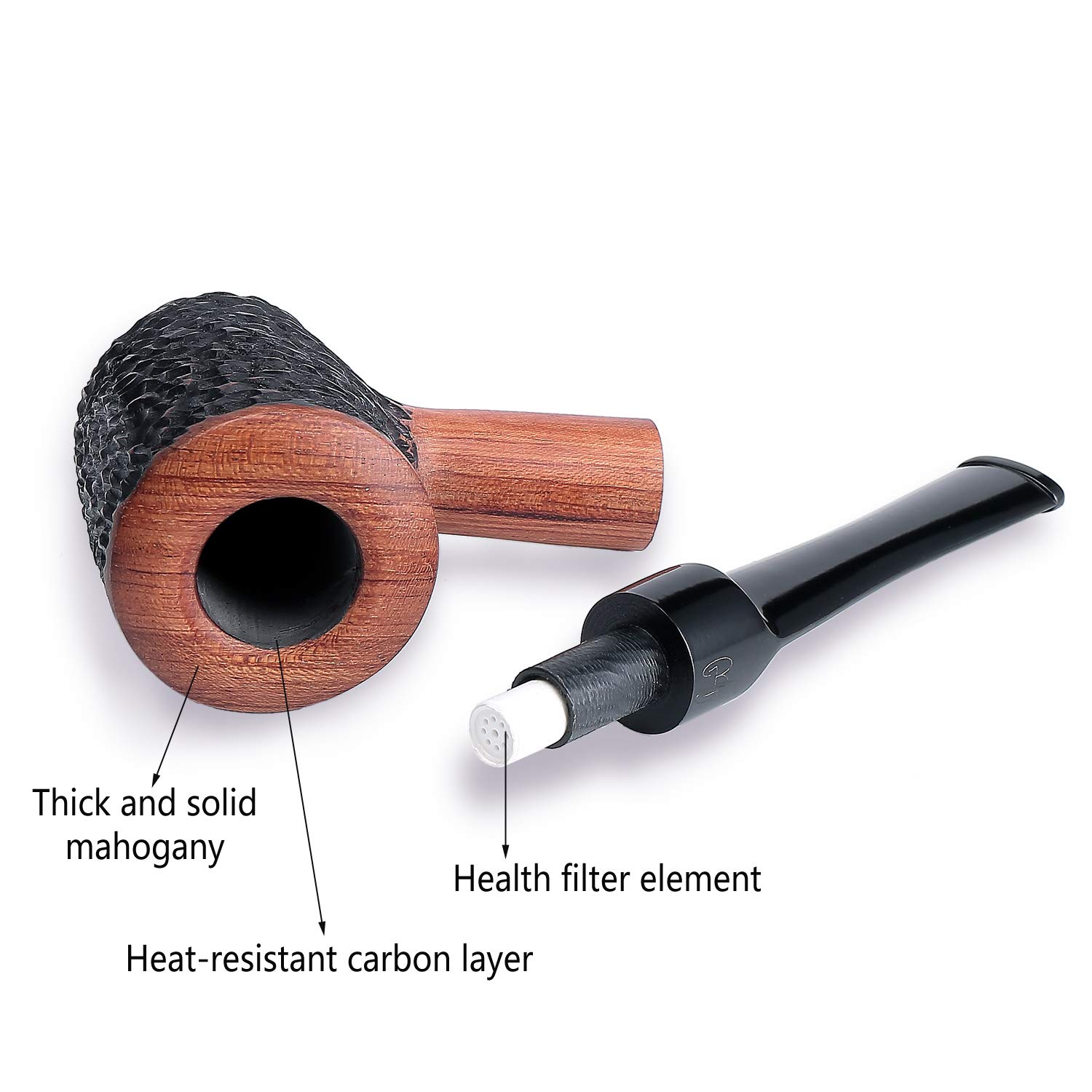 Yannabis Tobacco Pipes, Handmade Carved Smoking Pipe with Accessories
