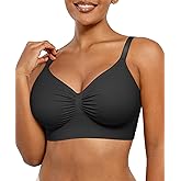 SHAPELLX Wireless Comfy Bra for Women Seamless Bra Non Padded Soft Bralette V Neck Everyday Bras with 4 Rows of Hooks