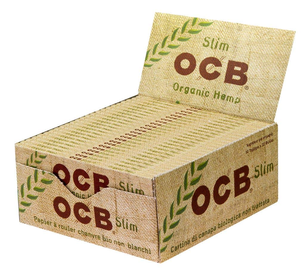 OCB 2100 Organic Hemp Slim Unbleached Rolling Papers, 50 Booklets, 32 Pages