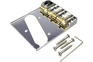 LONG BEACH MUSIC Telecaster Chrome Bridge w/Compensated Brass Saddles & Cut-Down Sides for Fender Tele Guitar