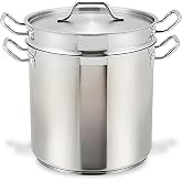 Winco 20 qt Stainless Steel Double Boiler with Cover | Gentle heat prevents scorching, Protects delicate foods from direct heat, Heavy-duty, Induction compatible, NSF listed