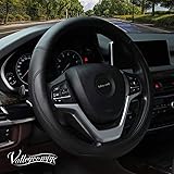 Valleycomfy Microfiber Leather Steering Wheel Cover Universal 15 inch (Black)