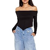 Forever 21 Womens Off-The-Shoulder V-Hem Crop Top