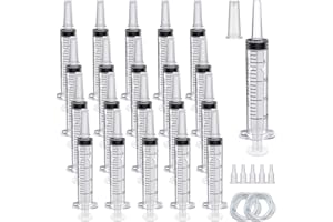 OMAWRF 20 Pack 20ml Plastic Syringe Large Syringes Catheter Tip Sterile Individual Wrap with Tip Cap Adapter Soft Tube,Measurement for Scientific Labs,Measuring Liquids,Pet Feeding,Oil or Glue