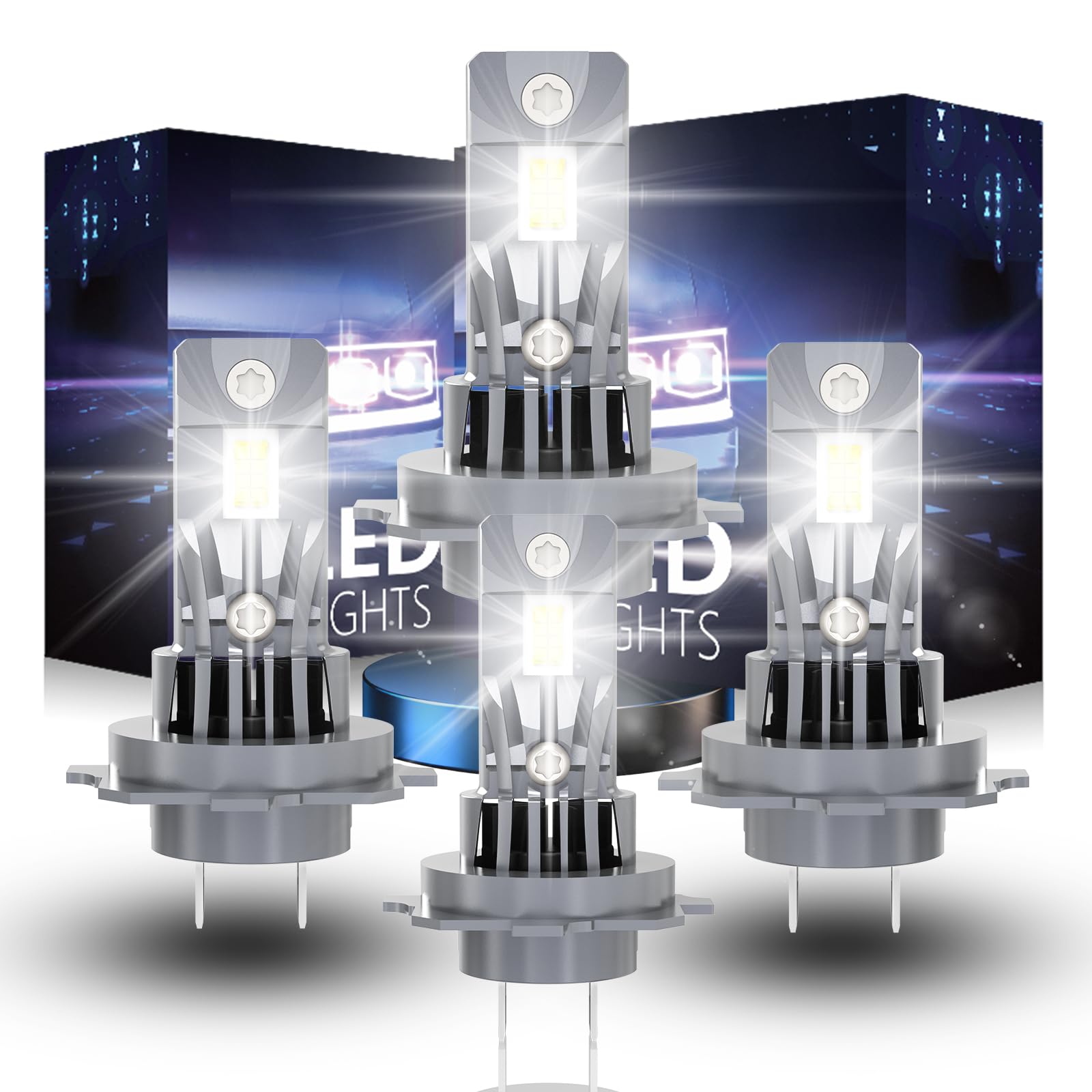 Photo 1 of ROADLIT H7 Light Bulbs for VW Jetta (2006-2019), 6000K Cool White, 300% Brighter, High/Low Beam Set, Canbus-Ready, Plug and Play, Pack of 4