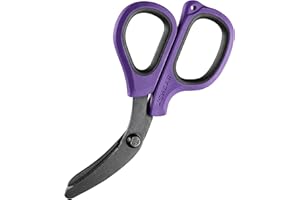 XShear Mini 6" Trauma and Nurse's Shear. Razor sharp and compact scissors, perfect for EMTs, doctors, ICU, wound care and bandages (Purple)