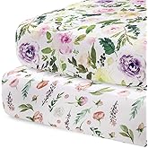 Pobibaby - 2 Pack Premium Fitted Baby Girl Crib Sheets for Standard Crib Mattress - Ultra-Soft Cotton Blend, Safe and Snug, and Stylish Floral Crib Sheet (Allure)