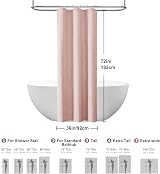 Waterproof Narrow Shower Curtain 92x182cm Linen Look Pink view 6