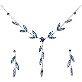 Faship Gorgeous Rhinestone Crystal Floral Necklace Earrings Set