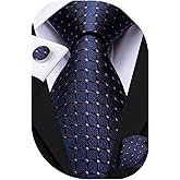 Hi-Tie Men 63inches Tie Set Extra Long Necktie Paisley Tie Pocket Suqare Cufflinks Big and Tall Men Tie