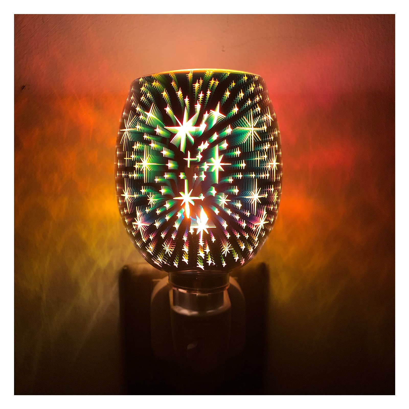 Glass Electric 3D Aroma Wax Burner Lamp with Night Light - Plug-in Scentsy for Home, Office, Bedroom, Living Room - Gypsophila Gift