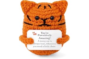 Arnbz Positive Cat Crochet Gifts, Cute Emotional Support Cat Stuff, Mini Cats Lover Christmas Birthday Gifts for Women Men