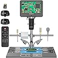 Andonstar AD246S-M Plus 7'' HDMI Soldering Digital Microscope for Electronics Repair, 2000x 3 Lens 2160P UHD Video Record, Soldering Microscope Station with Helping Hands, Coin Microscope, 32GB Card
