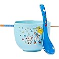 Silver Buffalo Rainbow Brite and Twink Ceramic Ramen Noodle Rice Bowl with Chopsticks and Spoon, Microwave Safe, 20 Ounces
