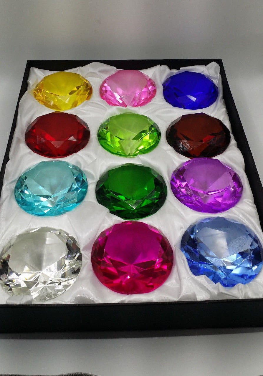 12 PCS Glass Diamond Shaped Paperweight 3.5 Inches (90 Mm
