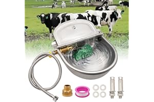 PAULOZYN Automatic Water Bowl with Brass Float Valve, Automatic Water Dispenser for Dogs, Water Troughs for Livestock with Hose, Brass Connector and Mounting Bolts, for Livestock Horse Animal Pig