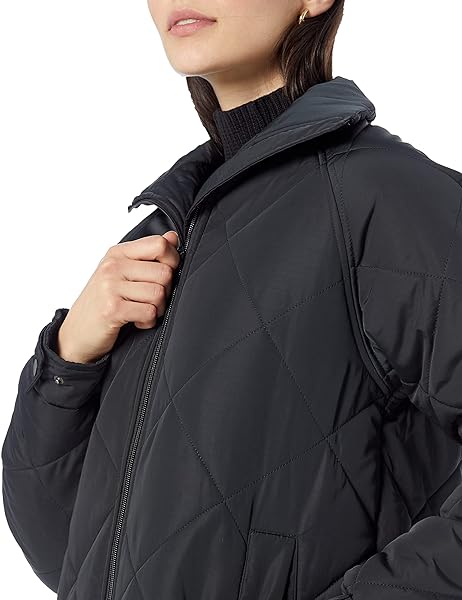 AMAZON ESSENTIALS WOMEN’S RELAXED-FIT RECYCLED POLYESTER MID LENGTH PUFFER COAT (AVAILABLE IN PLUS SIZE) (PREVIOUSLY AMAZON AWARE), BLACK, X-LARGE