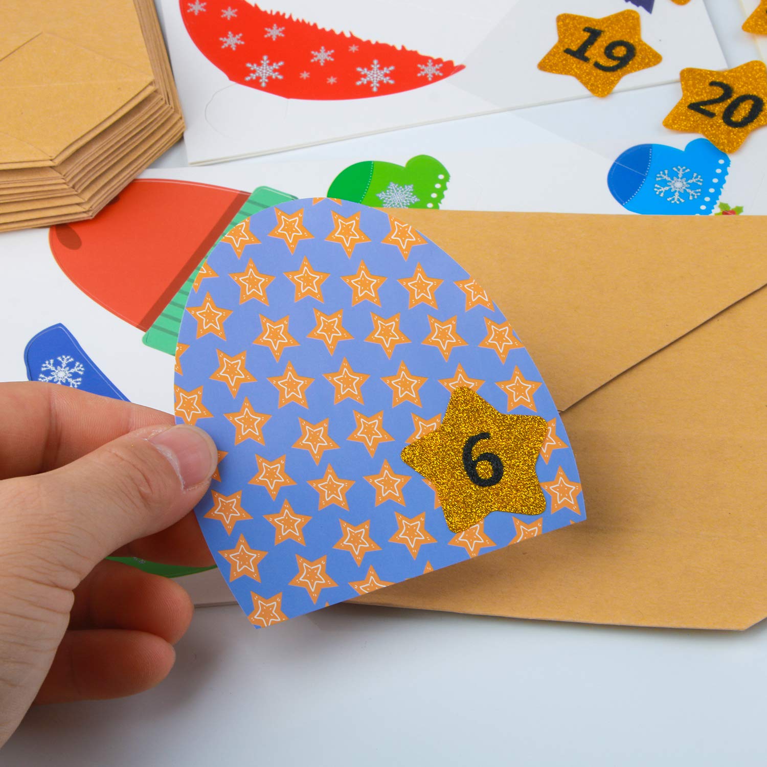 Adventskalender zum Befüllen-24 adventskalender tüten+Adventskalender Zahlen+24 Mini Holzklammern als geschenktüten-Weihnachten zum Basteln und Befüllen