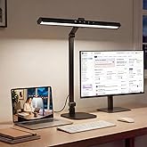 LIONVISON Desk Lamps for Home Office: 2 in 1 Eye-Caring Modern LED Desk Lamp for Worker - 5 Color Temperature 10 Brightness Computer Light - Memory & Timer Func Desk Light for Student, Seniors