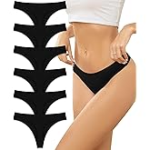 Riozz Womens Breathable Seamless Thong Panties No Show thongs Workout Thongs Women Comfortable Thong Underwear Sexy 6 Pack