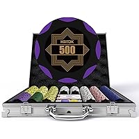 Clay Poker Chip Set for Texas Hold’em, 500 PCS with Denominations Professional Casino Blackjack Set, a high-end Carrying case