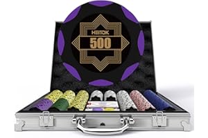 Clay Poker Chip Set for Texas Hold’em, 500 PCS with Denominations Professional Casino Blackjack Set, a high-end Carrying case