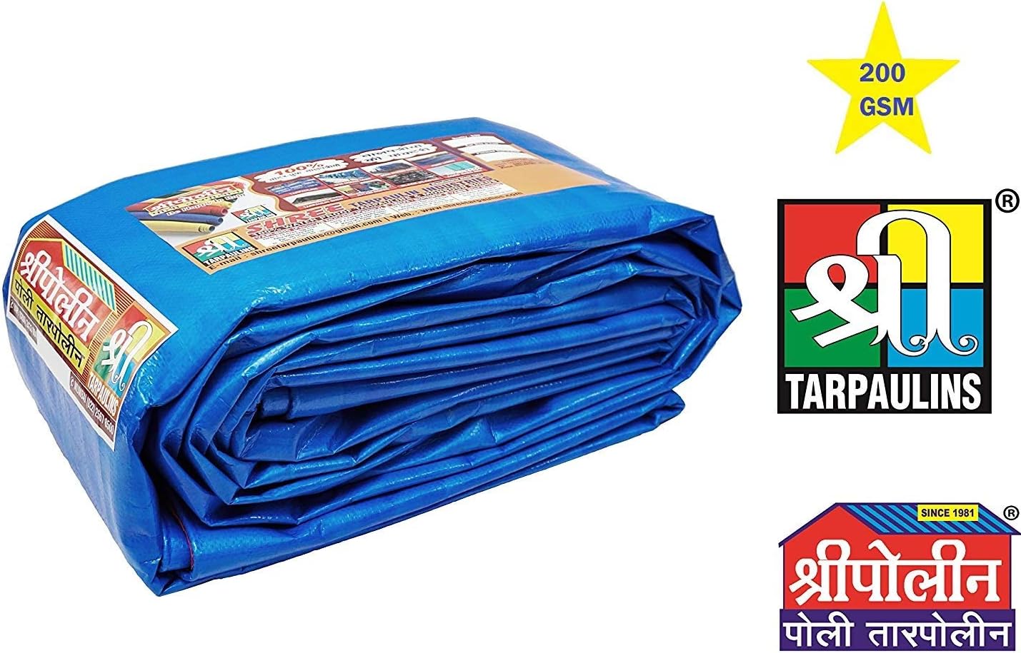 SHREE TARPAULINS Sheets Waterproof 100% Pure Virgin UV Treated 200 GSM Blue Plastic (21 FT X 12 FT)