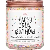 Homsolver 18th Birthday Gifts for Girls Boys, Vanilla Scent Ideas 18th Birthday Candles for Sister, Daughter, Best Friends, Handmade Aromatherapy with 50+ Hour Burn Time, Funny Birthday Decorations