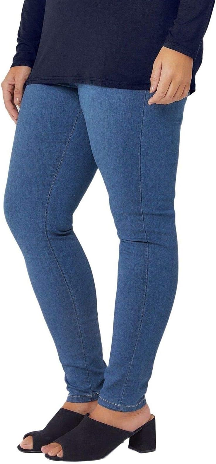 UK Dispatch Ladies Plus Size 16-32 New Stretch Denim Faded Blue Jegging Pull On Jeans Womens