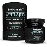 EnerNaturals Pure Himalayan Shilajit Resin – USA Lab Tested | 500mg Max Potency – Gold Shilajit for Men & Women | 85+ Trace Minerals & Fulvic Acid for Immune Support | Vegan,Non-GMO | 60g–120 Servings