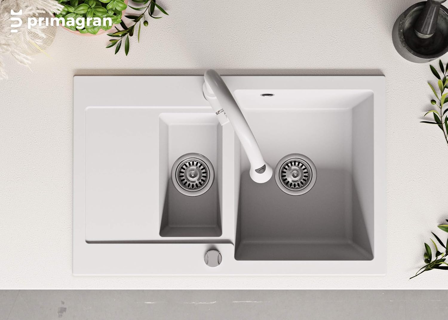 Baumarkt Granitspüle mit Siphon Sevilla Einbauspüle Spülbecken Schwarz