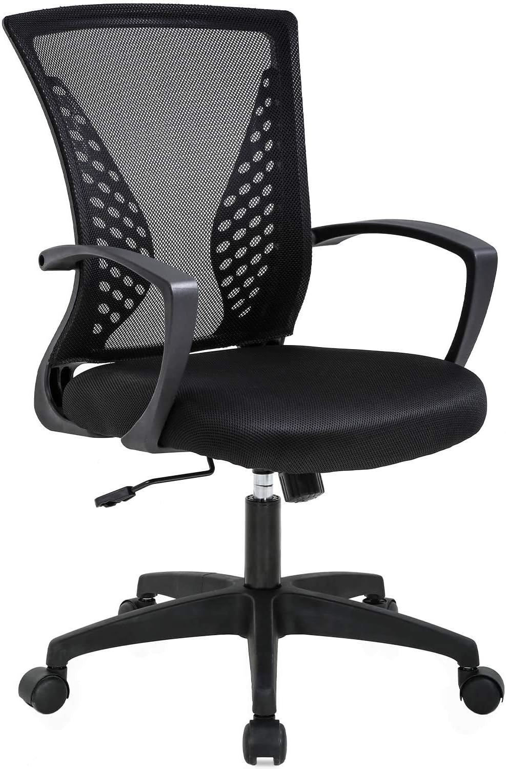 Black Simple Home Ergonomic Desk Office Chair Mesh Computer Chair, Lumbar Support Modern Executive Adjustable Stool Rolling Swivel Chair for Back Pain, Chic Modern Best Home Computer Office Chair