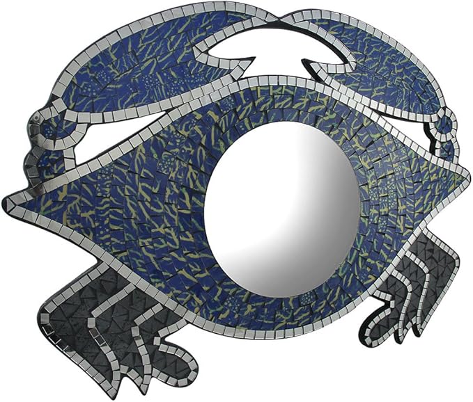 Hermoso mosaico cristal azul cangrejo espejo de pared: Amazon.es: Hogar