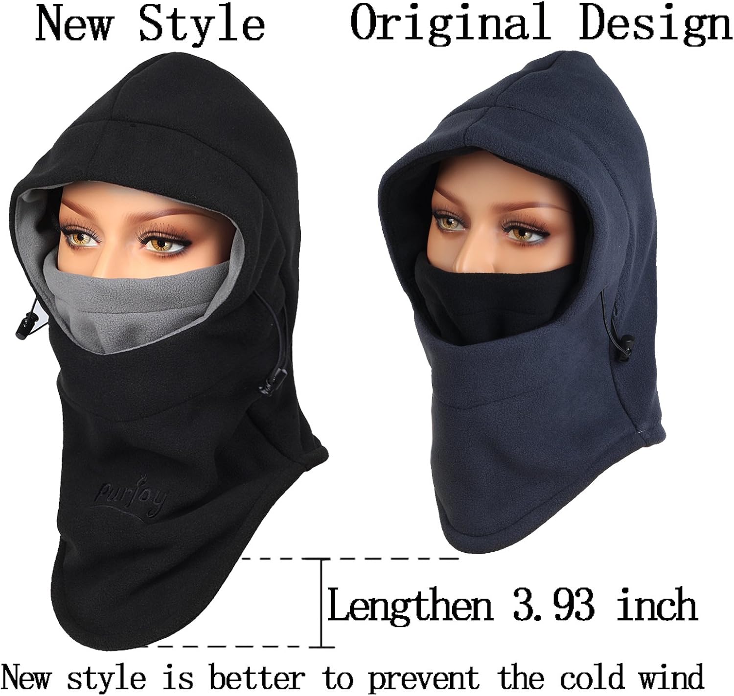 Purjoy Multipurpose Use Thermal Warm Fleece Balaclava Hood Police Swat Ski Bike Wind Stopper Full Face Mask Hats Neck Warmer Outdoor Winter Sports Snowboarding Cap (Black+Grey) at  Women’s Clothing store