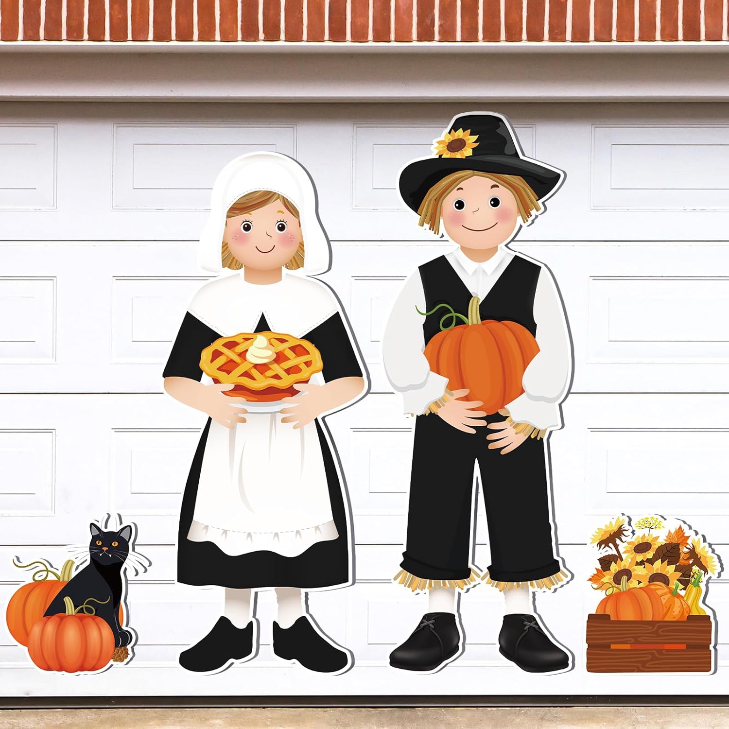 Garage Door Decorations - Xuhal 4 Pcs Fall Thanksgiving Garage Door Decorations Magnets Scarecrow Sunflower Pumpkins Cart Autumn Magnets Removable Happy Harvest Garage Magnets Decoration for Car Refrigerator Fall Party