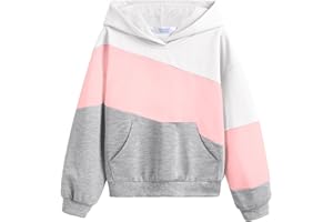 Arshiner Girls Color Block Hoodies Colorblock Sweatshirt Fall Hooded Sweatshirts Hoodies for Teen Girls with Pockets
