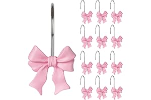 Sunlit Cute Bow Knot Shower Curtain Hooks, Home Decorative Shower Curtain Rings for Bathroom, Resin Shower Curtain Hangers Ba