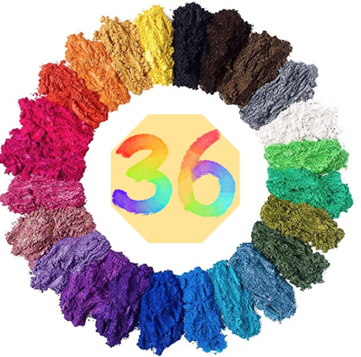 Mica Powder for Epoxy Resin - 36 Colors 180g/6.4oz Pigment Powder Set, Non-Toxic Mica Powder for Soap Making, Candle Making, Lip Gloss, Natural Pigment for Slime
