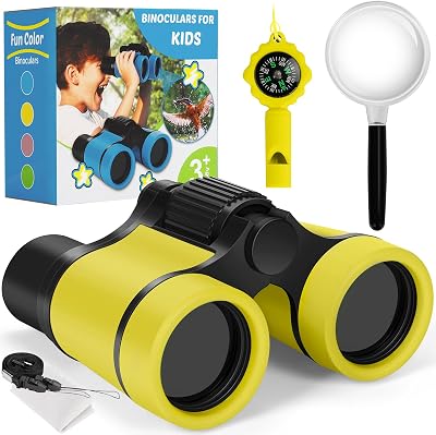 Zinbo Kids Binoculars Set with Magnifying Glass Compass Yellow