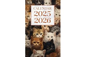 25 26 pocket calendar 2025 2026 for purse: 25-26 monthly pocket planner | Cats Seamless Small Size Soft Cover - 4 x 6.5 Inch