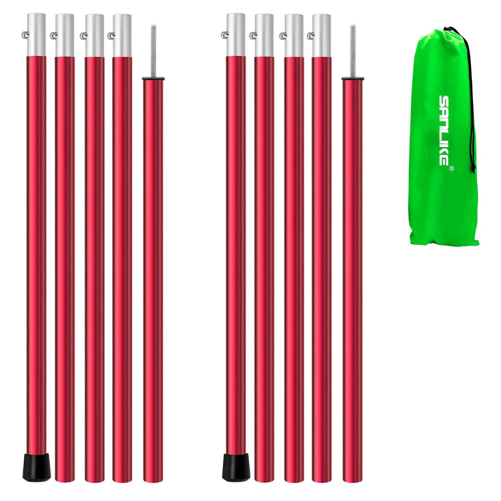 Photo 1 of SAN LIKE Aluminum Tent Poles for Tarp - 75inch Adjustable Collapsible Poles for Awnings, Canopy, Rain Fly, Shelter - 2 Sets (5 Sections)